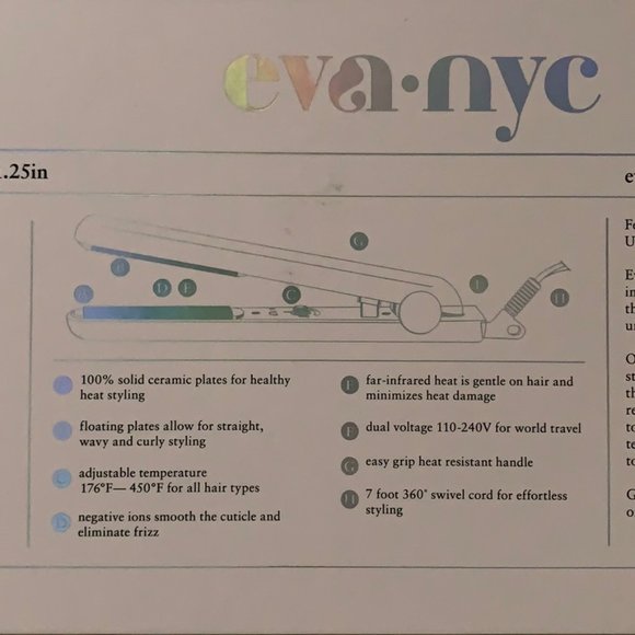 EVA NYC Ceramic Styling Iron 1.25" in Pastel Marbl - Picture 5 of 6